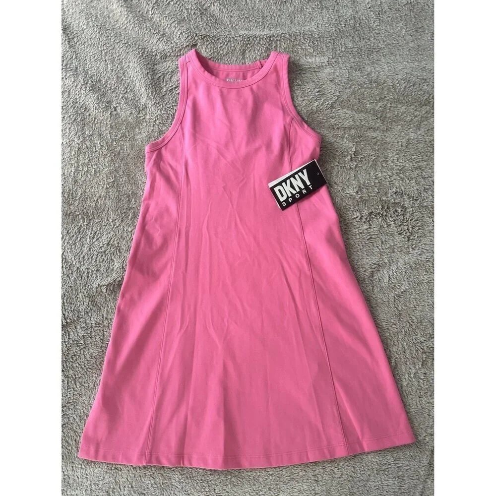 Dkny Sport Women's Regular Fit Racerback Sleeveless Tennis Dress Pink New